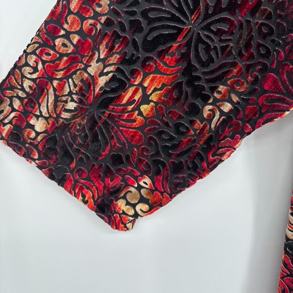 Catherines Womens Velvet Burnout Tunic Top Size 3X Dark Floral 3/4 Sleeve V Neck - Picture 3 of 8